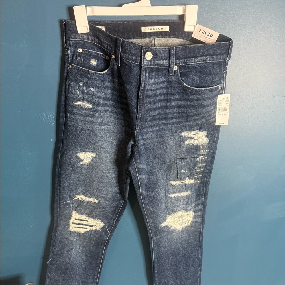 PacSun Blue Skinny Distressed Jeans